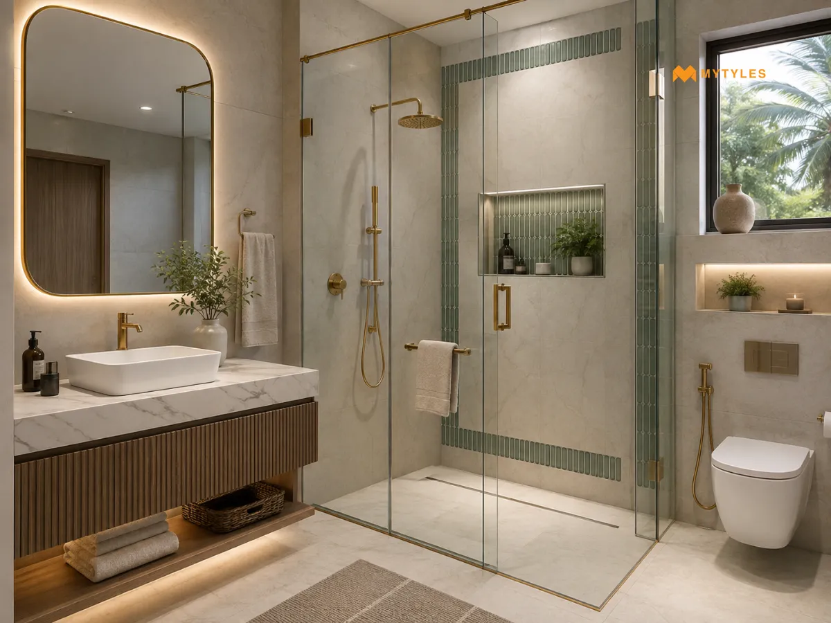 KitKat Tile Border and Niche Design for Shower Walls